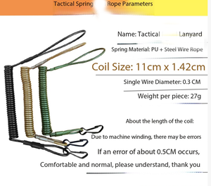 DSF33 Men outdoor sports Tactical <b>Spring</b> Rope For Fitness Training In Black Tan And Green Colors Lanyard Metal <b>Clip</b> rope - Product Image 1