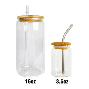 Vasos de chupito mini de 3.5oz transparentes esmerilados para sublimación, con tapa de bambú y pajitas metálicas, desde almacén de EE. UU. - Product Image 1