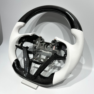 Volante Deportivo de Fibra de Carbono Negro con Cuero Perforado Blanco, Venta Directa de Fábrica, para <span class=keywords><strong>Hyundai</strong></span> <span class=keywords><strong>Tucson</strong></span> 2011 2018 2020 2024, Nuevo - Product Image 4