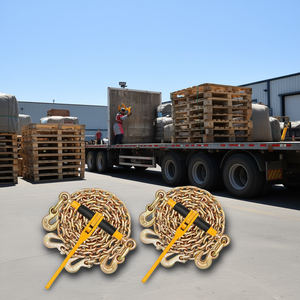 Kit de chaînes et de crochets de fixation 3/8 po x 10 pi en acier avec crochet en J pour un transport sécurisé des charges - Product Image 2