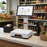 Système de point de vente Android tout-en-un 15,6 pouces avec double écran et balance IA, nouveau design, pour restaurants et supermarchés
