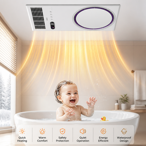 Ventilateur <span class=keywords><strong>de</strong></span> <span class=keywords><strong>salle</strong></span> <span class=keywords><strong>de</strong></span> <span class=keywords><strong>bain</strong></span> LED avec <span class=keywords><strong>chauffage</strong></span> et purification <span class=keywords><strong>de</strong></span> l'air, montage au plafond moderne, protection contre la surchauffe - Product Image 5