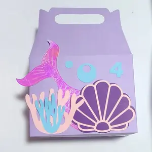 모듬 밝은 색상 게이블 박스 재활용 휴대용 종이 케이크 포장 가방 손잡이와 아침 사탕 치즈 케이크 선물 상자
