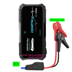 Avviatore di emergenza della batteria dell'auto 6000A per tutti i Gas o fino a 12 litri Diesel potente avviatore di emergenza per auto con doppia ricarica rapida USB e uscita cc