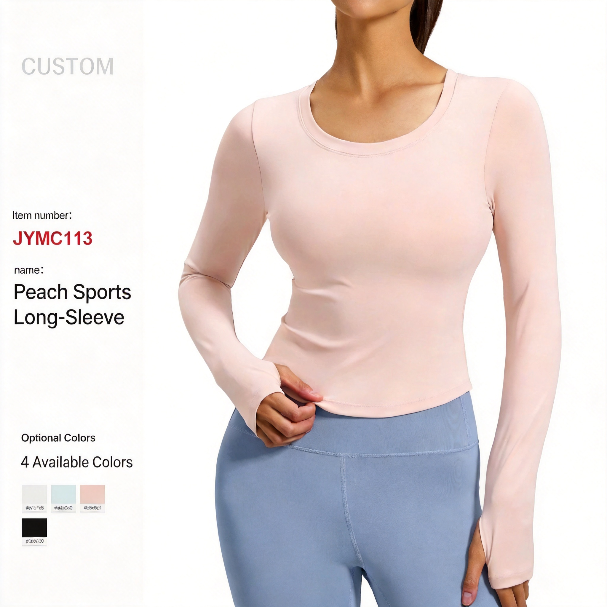 Custom Nylon Spandex Quick Dry Slim Fit Long Sleeve Women Yoga Top Sports T-shirt with Built-in Bra for Gym Yoga Running