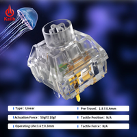 Interrupteur linéaire Kailh Jellyfish entièrement transparent en PC avec contact en bronze phosphoreux pour la production de claviers de jeu RGB pleine taille