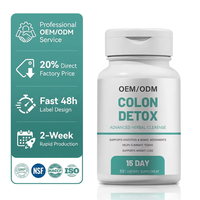Détox Colon Adulte Marque Privée OEM/ODM – Cure Avancée de 15 Jours à Base de Vitamines et de Psyllium – 60 Gélules par Flacon – Soutient la Détoxification