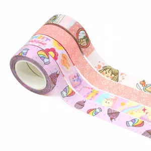 Factory price Custom Printed Cute Design Glitter Washi Tape Masking Paper Tape