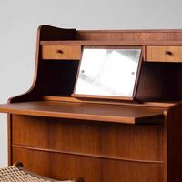 Bureau de secrétaire vintage avec commode, armoires de rangement pour livres et miroir, bureau d'écriture en bois pour chambre à coucher, commode pour la maison
