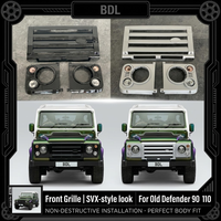 Kit de calandre avec 2 feux de signalisation de type ampoule (un grand et un petit) en noir/argent pour Old Defender 90/110 - Look SVX