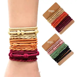 Boho Hair Tie Bracelet Custom Color Packing Logo Scrunchie Hair Ties Sets Free Combination Hair Tie Bracelet For Women