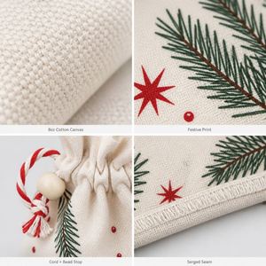 Christmas Promotion Natural Cotton <b>Canvas</b> <b>Drawstring</b> Gift <b>Bag</b> - Product Image 3