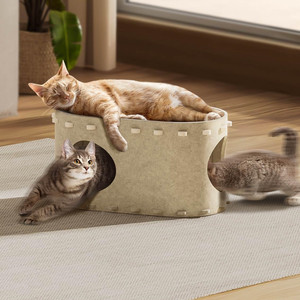 Stevige Eco-vriendelijke Polyester Kattenbedholte, Krasbestendig, Opvouwbaar, <span class=keywords><strong>Tunnel</strong></span>, Slaap-/Speelplek voor Meerdere Grote Katten tot 10 kg - Product Image 2