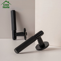 Serrure de porte de sécurité de style européen de luxe, noir mat, en laiton massif, avec levier de passage à molette, pour porte en bois