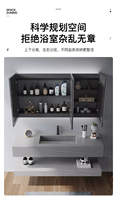 Ensemble de meuble-lavabo mural moderne en marbre blanc, style chinois, avec double vasque, écologique, facile à nettoyer, et miroir