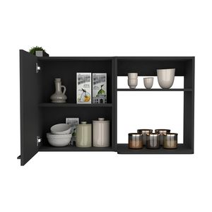 Armoire murale de cuisine à deux étagères Bussolengo avec finition Wengue noir - Product Image 5
