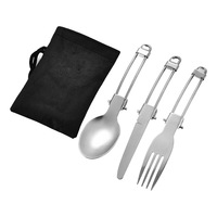 Ensemble de couverts de camping en acier inoxydable pliable, cuillère, couteau, fourchette, pour barbecue, steak