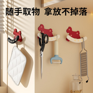 Pony <b>Hooks</b> Adhesive Wall Mounted Storage <b>Hooks</b> Strong Load Bearing For <b>Kitchen</b> Bathroom Door 2 Pack Red White Black - Product Image 3