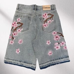 Pantaloncini larghi in cotone 100% personalizzati di alta qualità in <span class=keywords><strong>Denim</strong></span> Jorts oversize Vintage ricamati lavati per uomini stile Casual - Product Image 5