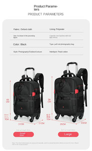 Custom Trolley Large Travel Case Waterproof <b>Backpack</b> Laptop Gear Camcorder Dslr Camera & Video Bags for <b>Photography</b> Men Women - Product Image 4