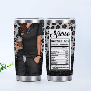 Mug isotherme en acier inoxydable de 20 oz, avec inscriptions « Nurse Life Nutritional Facts », cadeau pour infirmières. - Product Image 3