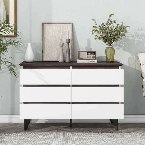Traditional Style 6-Drawer Cabinet for Bedroom & Living Room FCJ Particle Board TV Stand for Home Use for Villas