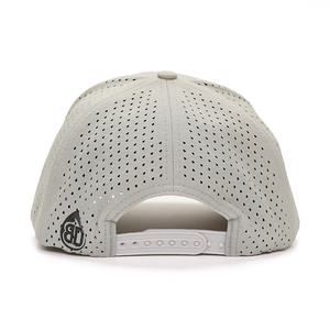 Casquettes de baseball structurées à 6 panneaux avec logo en caoutchouc personnalisé, casquettes snapback de performance grises - Product Image 4