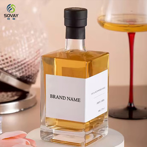 375ml 500ml 750ml Square Empty Flint Glass Bottle Home Bar Liquid Storage <strong>Containers</strong> Square Clear <strong>Wine</strong> Bottles With Cork - Product Image 1