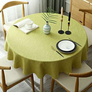 Cotton Linen Round <b>Tablecloth</b> Solid Color Washable Home Dining Use - Product Image 4