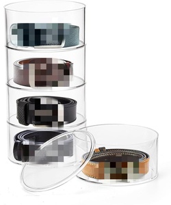 Organizador transparente personalizado al por mayor, caja redonda de 5 niveles, cinturón acrílico, soporte de almacenamiento, vitrina - Product Image 4