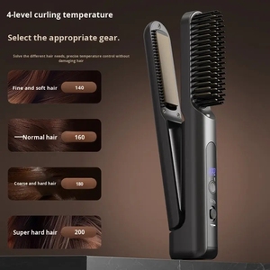 <span class=keywords><strong>Cepillo</strong></span> <span class=keywords><strong>Alisador</strong></span> de Cabello Inalámbrico con Iones Negativos, Calentamiento Rápido, 4 Temperaturas, Dientes Desmontables, Doble Uso para Cabello Lacio y Rizado - Product Image 2