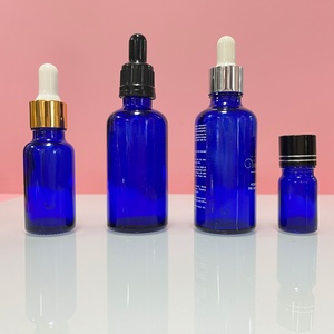 Flacon en verre rond pour huile essentielle, bleu cobalt, vide, 15 ml, 30 ml, 50 ml, emballage cosmétique avec compte-gouttes - Product Image 4