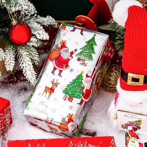 Christmas Wrapping <b>Paper</b> Silver Red Foil Wrapping <b>Paper</b> Double side green Christmas tree <b>pattern</b> wrapping <b>paper</b> - Product Image 2