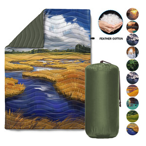 Custom Outdoor Quilted <b>Blanket</b> Rectangular Waterproof <b>Picnic</b> Mat Landscape Pattern All Seasons Use - Product Image 2