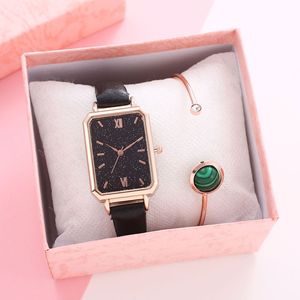 <span class=keywords><strong>Orologio</strong></span> al quarzo da <span class=keywords><strong>donna</strong></span> di nicchia Trendy da 30mm quadrante quadrato <span class=keywords><strong>verde</strong></span> da 16mm bracciale in pelle di lusso Set regalo perfetto per le donne - Product Image 4
