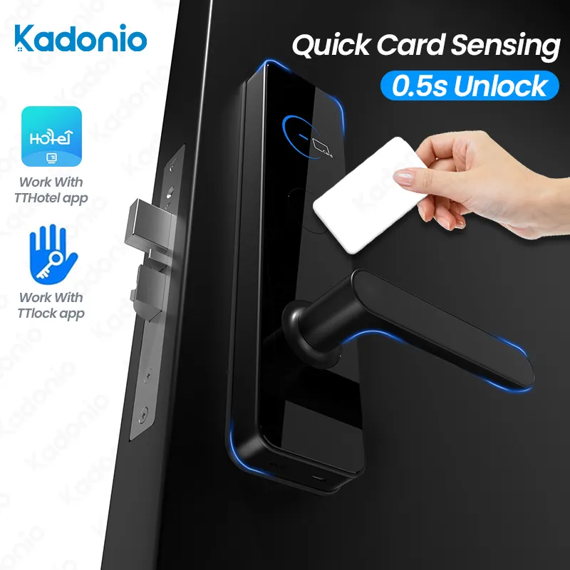 Kadonio precio barato inalámbrico portátil eléctrico perno inteligente Rfid Sensor cerraduras TTLock con tarjeta para hoteles