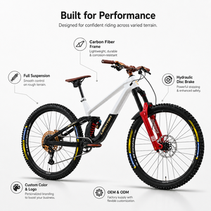 Bicicleta de Montaña Profesional de Fibra de Carbono para Descenso con Suspensión Completa, Horquilla Rockshox, Neumáticos DH, Frenos Hidráulicos TRP, Todoterreno - Product Image 6
