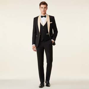 Costume d'affaires pour homme à col mandarin, simple boutonnage, orné de perles, en tissu TR, confortable, respirant, tenue formelle - Product Image 6