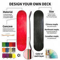 Planche de skateboard professionnelle en érable canadien vierge à 7 couches, taille personnalisée, 7,25-8,75 pouces