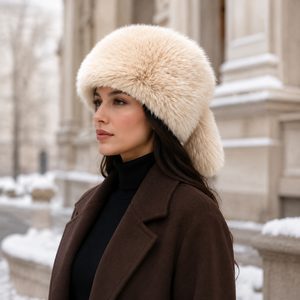 Gorro Ushanka ruso de piel sintética para mujer al por mayor, gorro de aviador de felpa cálido para invierno con orejeras, gorro Lei Feng de piel sintética - Product Image 5