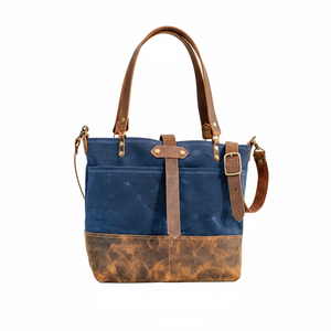 Bolso de mano de lona encerada de primera calidad con asas de cuero Bolso de hombro duradero Vintage para mujeres y hombres - Product Image 1