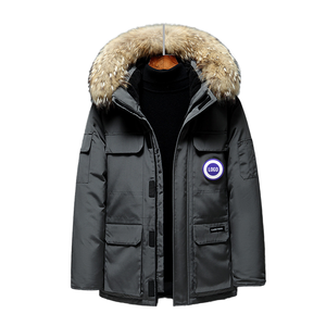 Veste d'hiver en duvet d'oie de haute qualité avec grand col en fourrure, style canadien original, grande taille pour hommes, vêtements d'extérieur pour femmes - Product Image 1