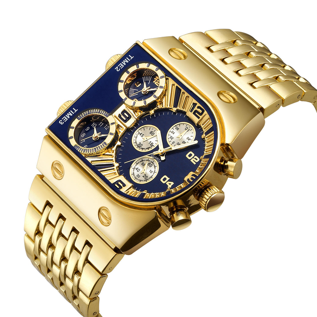 New 9315 Fancy Mens Quartz Wrist Watch Luxury Gold Strap 3 Clock Waterproof Men Watches 1 Price