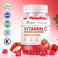 Gummies protéinés à la vitamine C pour adultes, favorisant la croissance des cheveux et l'éclat de la peau, saveur fraise, 60 unités, forme personnalisée, directement de l'usine, HALAL