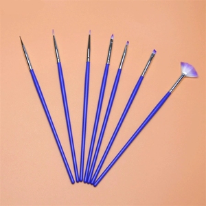 Lot de 7 pinceaux en nylon pour nail art, avec virole sertie, pour éventail, liner plat et sculpture, pour la décoration des ongles en gel - Product Image 2