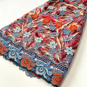 Tissu africain de luxe <span class=keywords><strong>en</strong></span> <span class=keywords><strong>pagne</strong></span> wax hollandais avec broderie 3D et appliques <span class=keywords><strong>en</strong></span> dentelle, 3 yards, assorti à un <span class=keywords><strong>pagne</strong></span> wax princesse 100% coton - Product Image 1