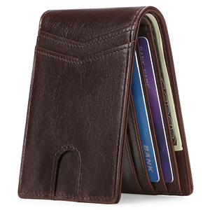 Custom Mens Id Credit Business Slim Card Holder Coin Clip Genuine Leather Moneyclips Money Clips Wallet - Product Image 2