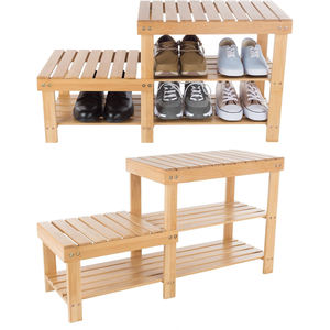 Zapatero de bambú con 2 capas de arreglo de asiento de madera y taburete de almacenamiento de zapatos - Product Image 4