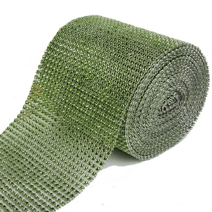 Rollo de malla de plástico con diamantes de imitación de 24 filas, cinta azul verdoso para decoración de pasteles de boda, jarrones y fiestas, venta al por mayor - Product Image 2