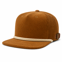 Casquettes Snapback Rétro Personnalisées en Velours Côtelé Camel à Bord Plat et Bordure Crème, Casquette Vintage Unisexe pour Événements de Spectacle Automobile Vintage